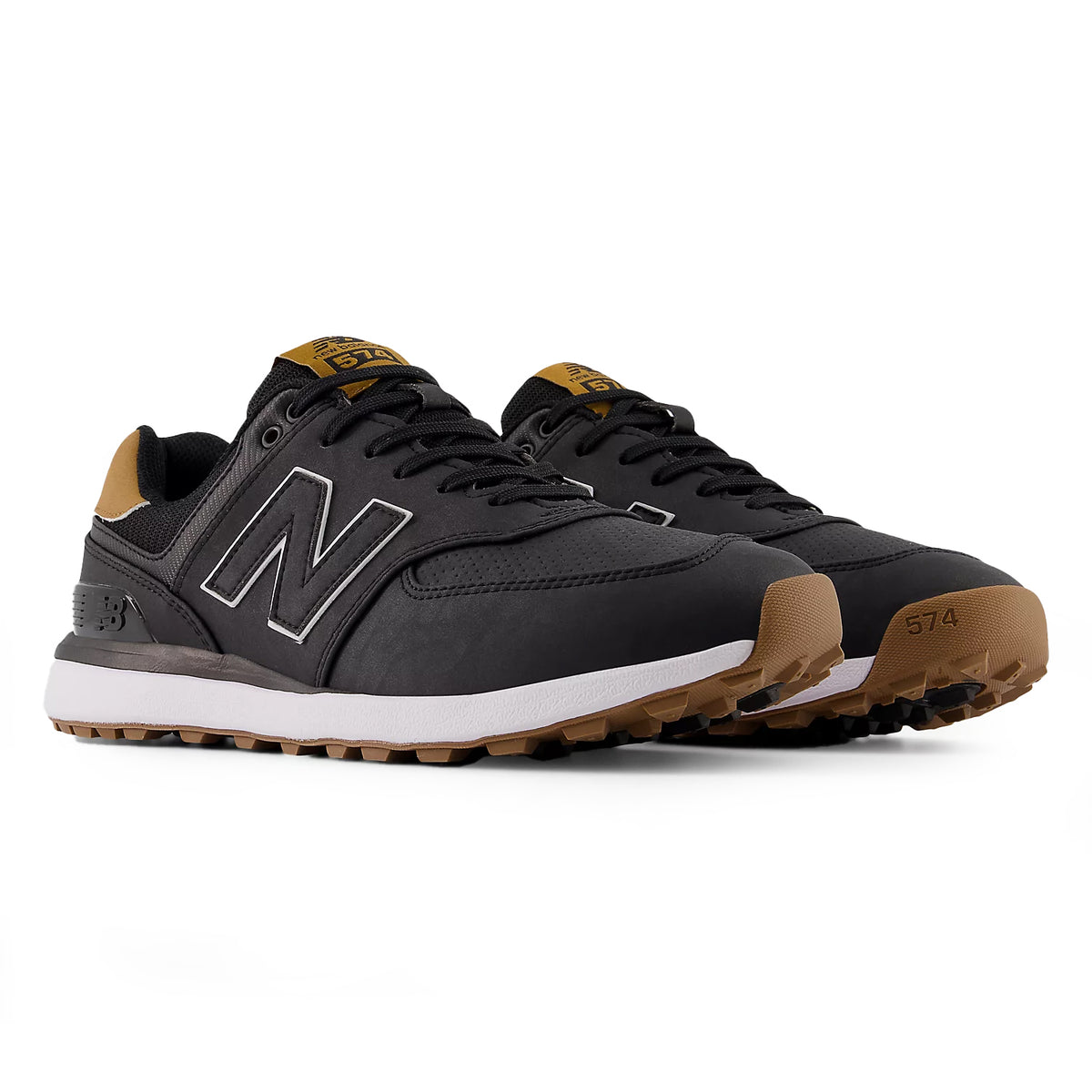 Neues Gleichgewicht 574 Greens V2 Spikeless Wide (EE) Golfschuhe - Schwarz/Gummi