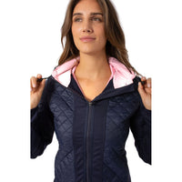 Golftini Damen -Kapuze -Windbrecherjacke für Kapuze - Marine/hellrosa