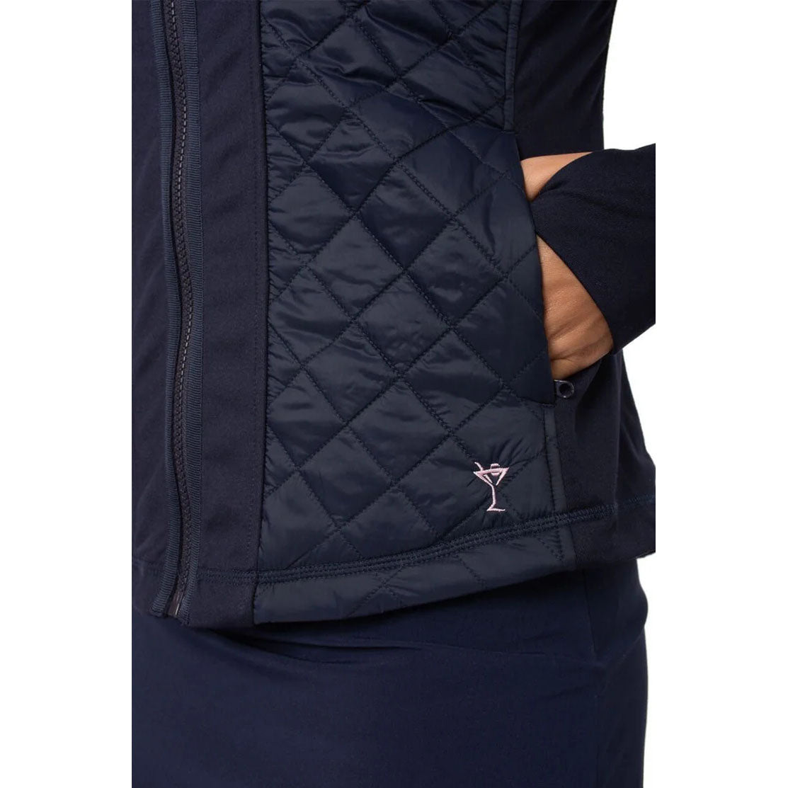 Golftini Damen -Kapuze -Windbrecherjacke für Kapuze - Marine/hellrosa