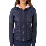 Golftini Damen -Kapuze -Windbrecherjacke für Kapuze - Marine/hellrosa
