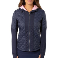 Golftini Damen -Kapuze -Windbrecherjacke für Kapuze - Marine/hellrosa