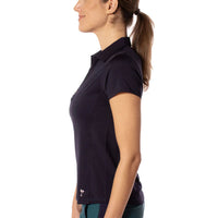 Golftini Damen Kurzärmel Zip Golf Shirt - Marine