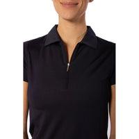 Golftini Damen Kurzärmel Zip Golf Shirt - Marine