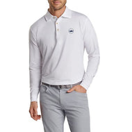 Peter Millar Performance Stretch Jersey Langarm Golfhemd - Weiß