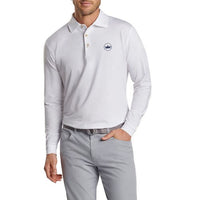 Peter Millar Performance Stretch Jersey Langarm Golfhemd - Weiß