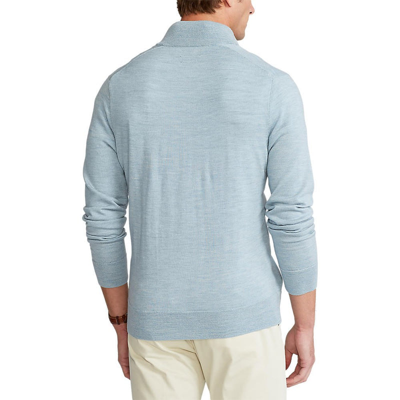 Polo Golf Ralph Lauren Mock Hals Waschbarer Merino Pullover - Chambray Heather
