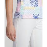 Rlx Ralph Lauren Damen gedruckter Luftstrom -Performance ärmellose Golf Polo -Shirt - Stempelte Geo Patchwork
