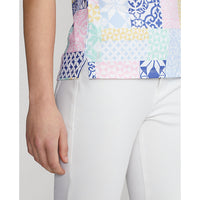 RLX Ralph Lauren Women's Printed Airflow Performance Sleeveless Golf Polo Shirt - Stamped Geo Patchwork