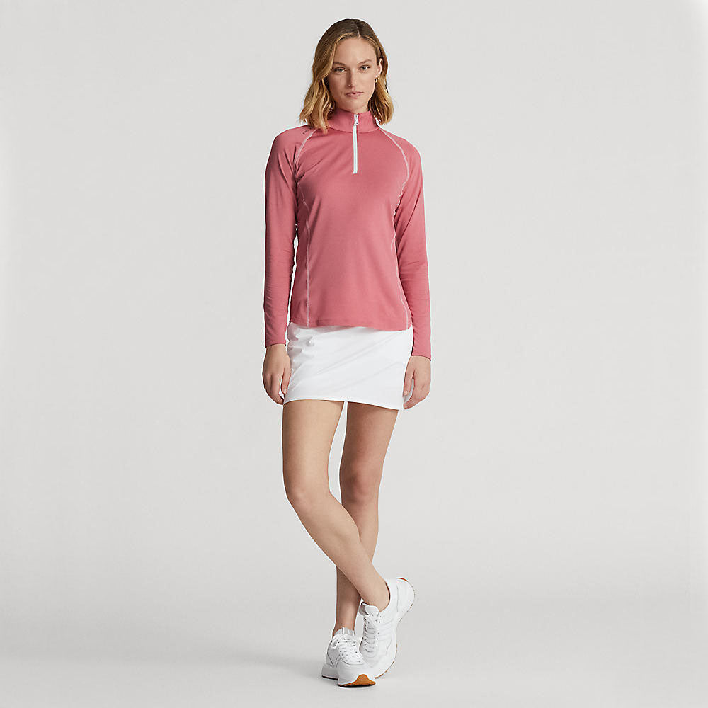 Rlx Ralph Lauren Frauen UV -Jersey 1/4 Reißverschlusspullover - Wüstenrose/reines Weiß