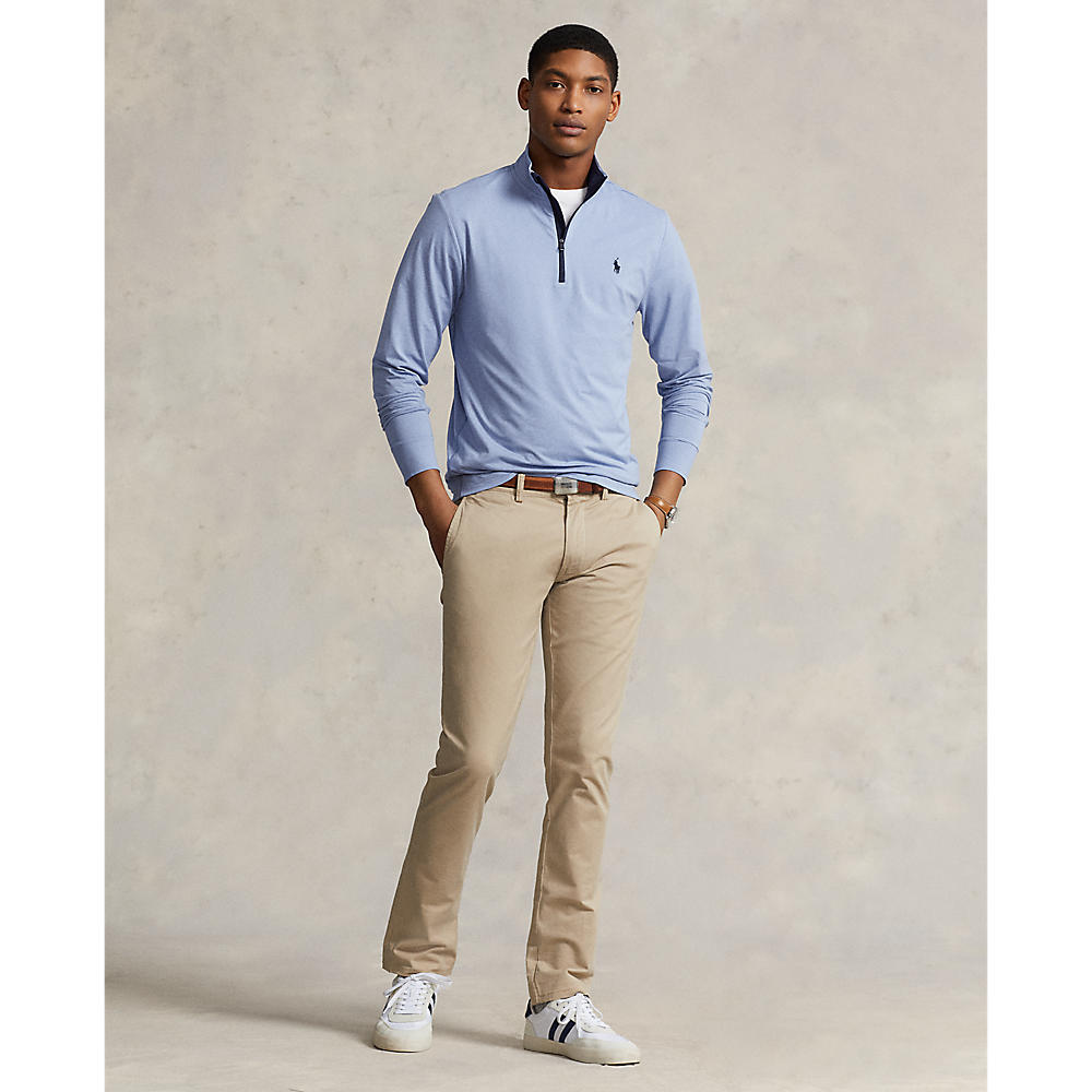 Polo Performance Ralph Lauren Half Zip Peached Jersey - Pulverblau Heather