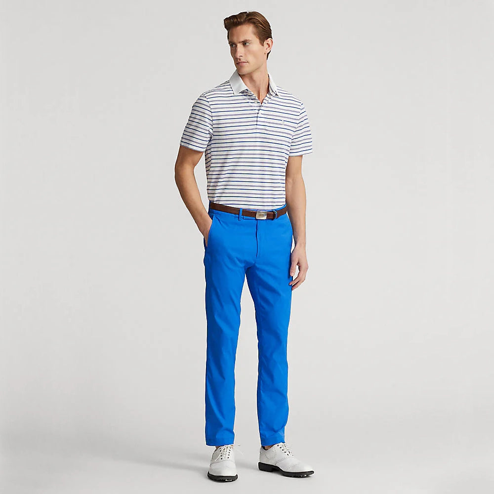 Rlx Ralph Lauren Tour Pique Stripe Polo -Hemd - rein weiße Multiblau