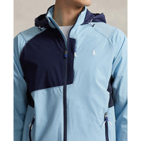 Polo Performance Ralph Lauren Packbares wasserabweisendes Kapuzengolfjacke - Puderblau