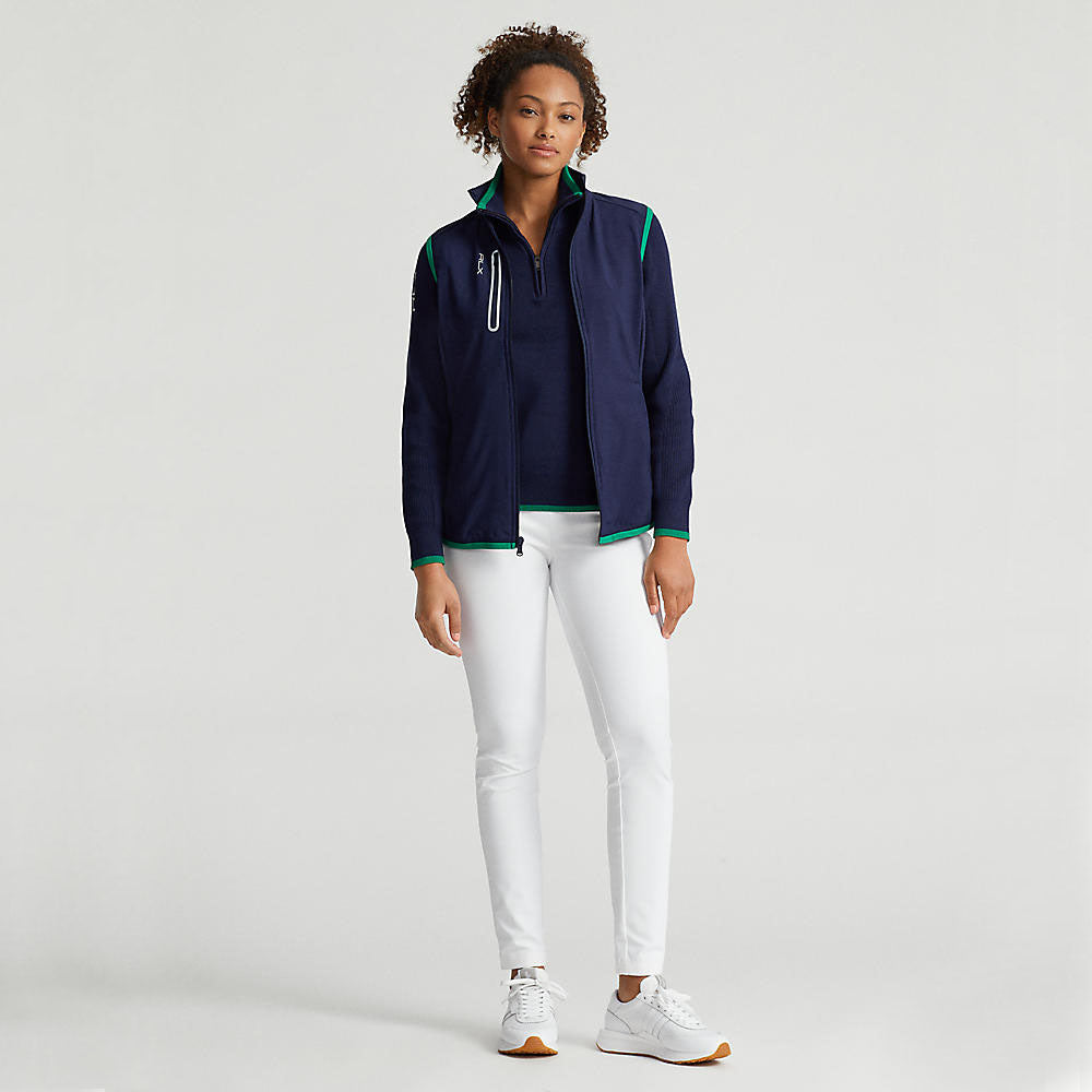 RLX Ralph Lauren Frauentechnologie Terry Full Reißverschluss Golfweste - Französische Marine/Kreuzfahrt Grün