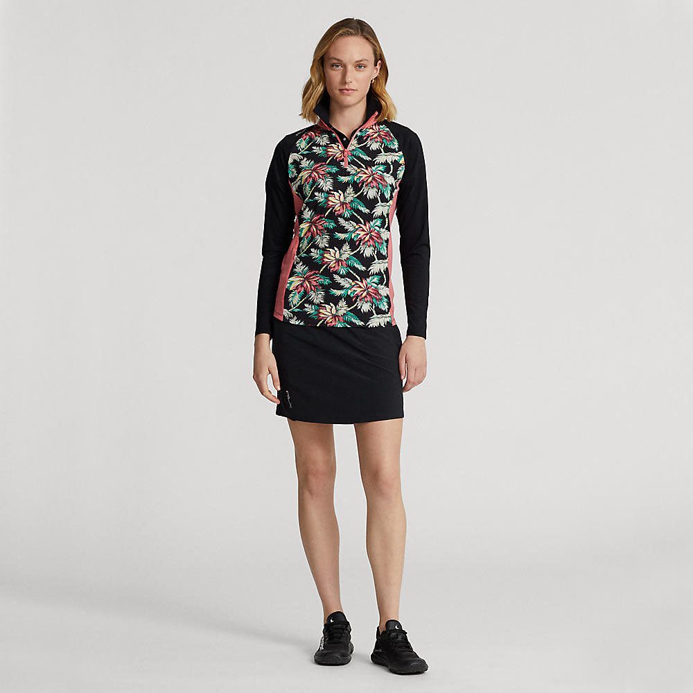Rlx Ralph Lauren Frauen UV -Jersey 1/4 Zip Pullover - Insel Bambusblumen -Multi