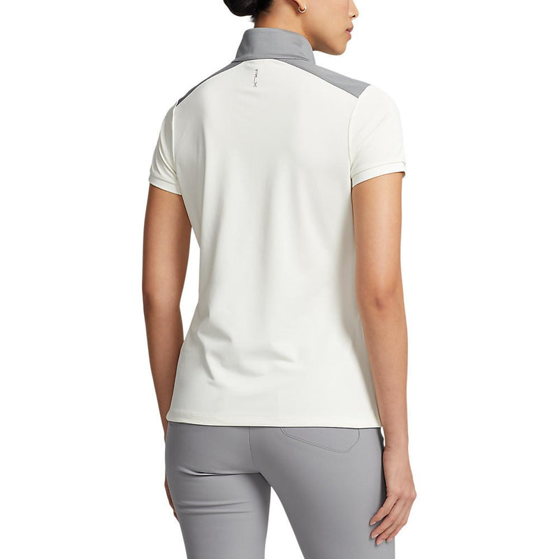 RLX Ralph Lauren Damen Stretch Mesh 1/4 Reißverschlussgolfhemd - schicke Creme/Peakgrau