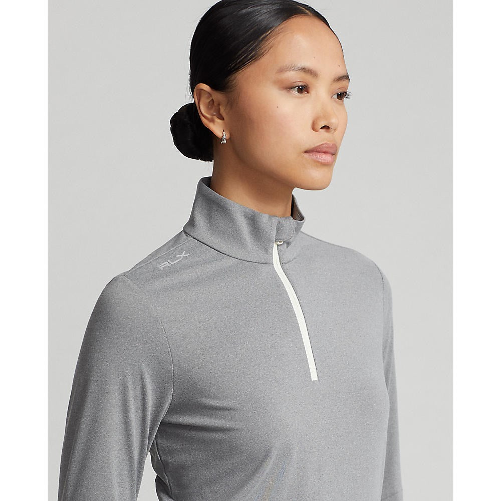 RLX Ralph Lauren Damen Stretch Trikot 1/4 Zip Golf Pullover - Stahlheider/Chic Creme
