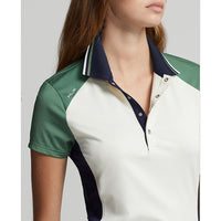 Rlx Ralph Lauren Frauen Farbe Blockiertes Stretch Polo Golfkleid - schicke Creme/Müdigkeit Multi