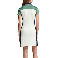 Rlx Ralph Lauren Frauen Farbe Blockiertes Stretch Polo Golfkleid - schicke Creme/Müdigkeit Multi