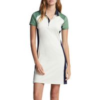 Rlx Ralph Lauren Frauen Farbe Blockiertes Stretch Polo Golfkleid - schicke Creme/Müdigkeit Multi
