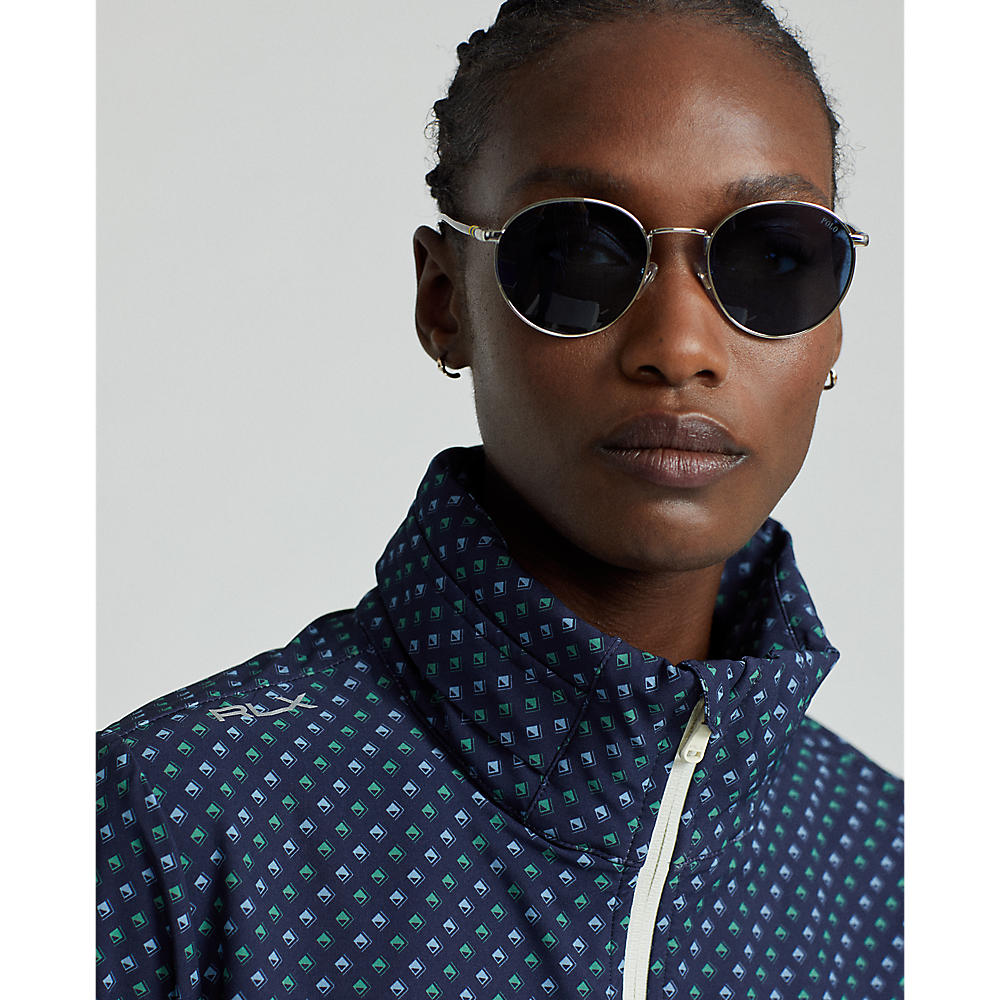 RLX Ralph Lauren Frauenhybrid -Overlay -Hood -Jacke - französische Marine/Diamantdruck