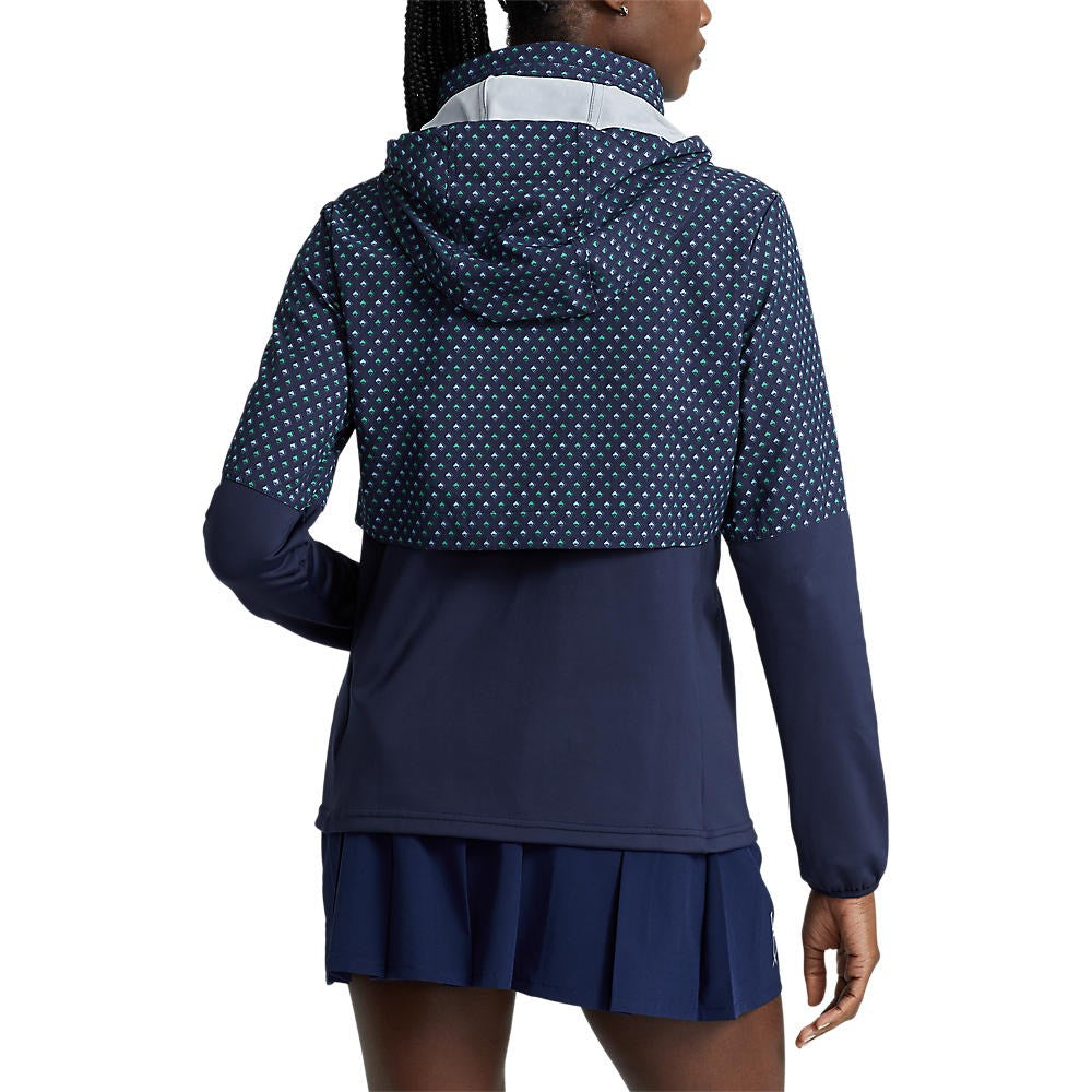 RLX Ralph Lauren Frauenhybrid -Overlay -Hood -Jacke - französische Marine/Diamantdruck