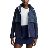 RLX Ralph Lauren Frauenhybrid -Overlay -Hood -Jacke - französische Marine/Diamantdruck