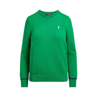 RLX Ralph Lauren Frauenbaumwäsche Mischung Langarmpullover - Kreuzfahrtgrün/französische Marine