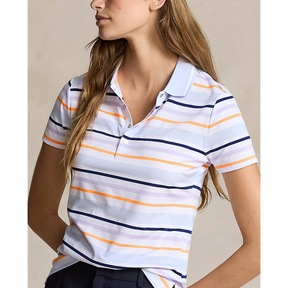 Rlx Ralph Lauren Damen gedruckter Luftstrom Polo Golf Polo -Hemd - Oxford Blue Multi