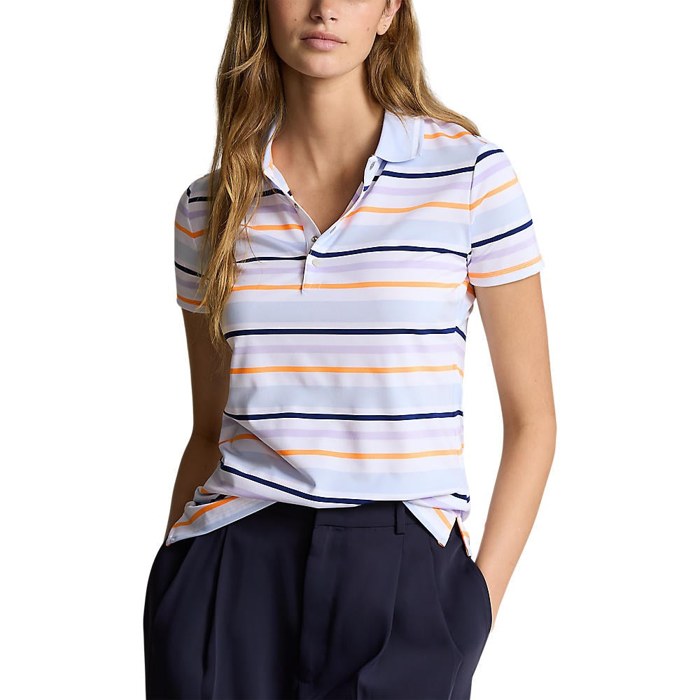 Rlx Ralph Lauren Damen gedruckter Luftstrom Polo Golf Polo -Hemd - Oxford Blue Multi