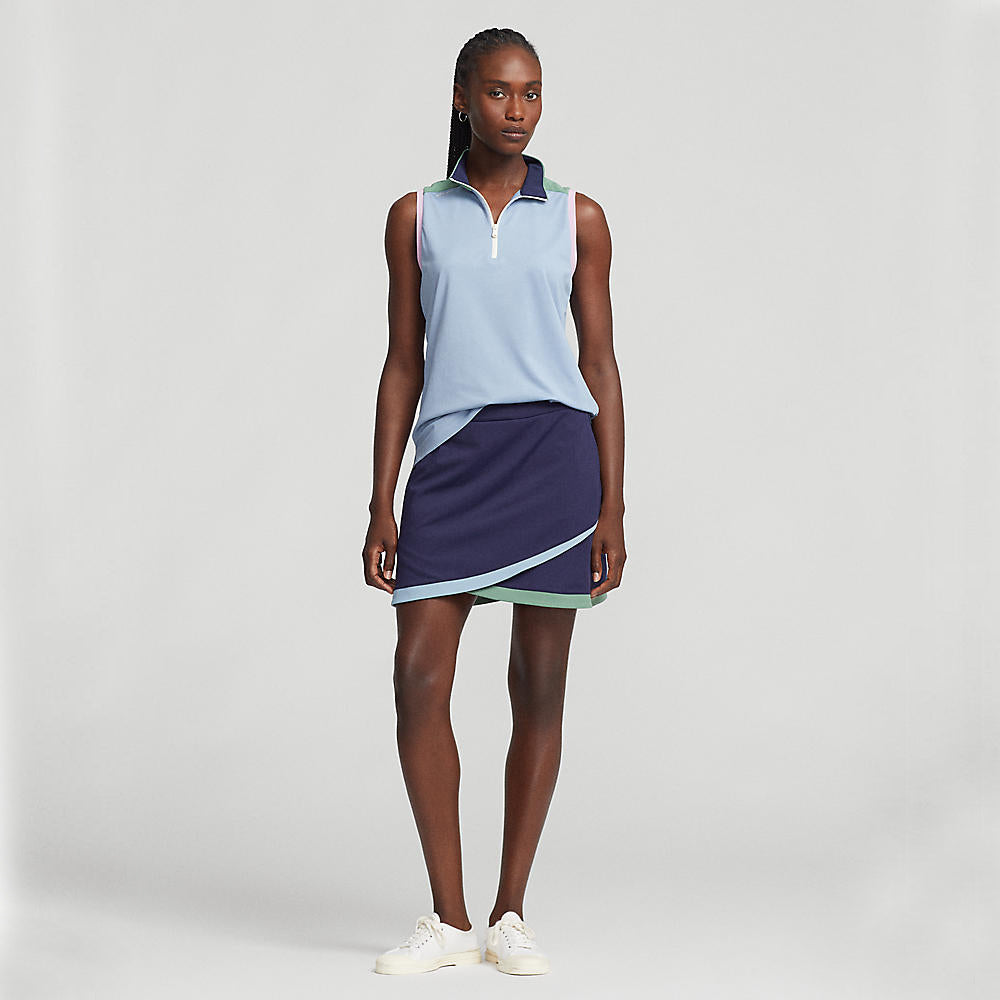 RLX Ralph Lauren Frauen Faux Wrack Stretch Jersey Golf Skort 15 " - Französische Marine/Müdigkeit/Schiff Blau