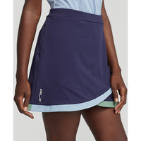 RLX Ralph Lauren Frauen Faux Wrack Stretch Jersey Golf Skort 15 " - Französische Marine/Müdigkeit/Schiff Blau