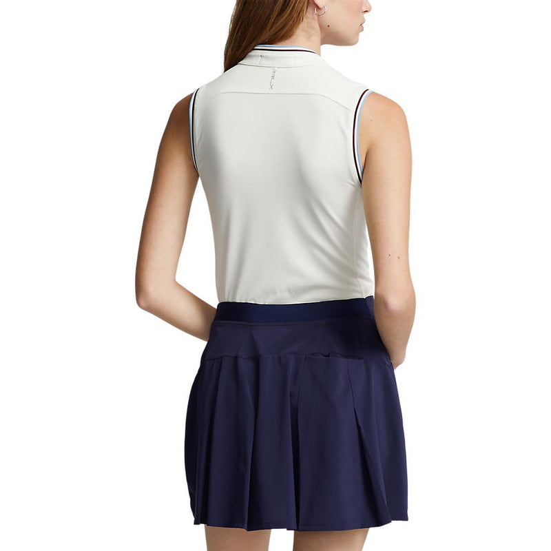 Rlx Ralph Lauren Frauen ärmellose Tech Pique Golf -Hemd - schicke Creme/Schiff Blau