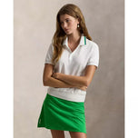 RLX Ralph Lauren Women's Tour Pique Crochet Collar Golf Polo Shirt - Ceramic White Multi