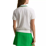 RLX Ralph Lauren Women's Tour Pique Crochet Collar Golf Polo Shirt - Ceramic White Multi