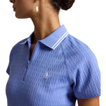 RLX Ralph Lauren Women's Active Cable 1/4 Zip Golf Polo Shirt - Blue Mist