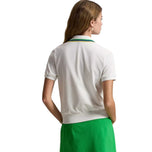 RLX Ralph Lauren Women's Tour Pique Crochet Collar Golf Polo Shirt - Ceramic White Multi