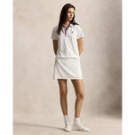 RLX Ralph Lauren Women's Tour Pique Golf Polo Shirt - Ceramic White/Blue Mist/Hot Pink