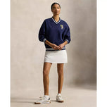 RLX Ralph Lauren 女式 Bear Tech Fleece V 领高尔夫套头衫 - 精致海军蓝