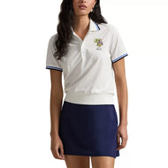 RLX Ralph Lauren 女式 Tour Pique Bear 高尔夫 Polo 衫 - 陶瓷白