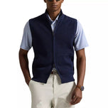 RLX Ralph Lauren gestrickte 2/48-Baumwoll-Coolmax-Golfweste mit durchgehendem Reißverschluss – raffiniertes Marineblau