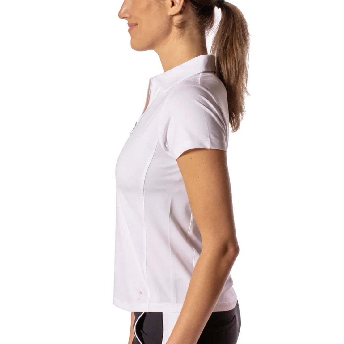 Golftini Frauen kurzärmeliges Zip -Golf -Hemd - Weiß