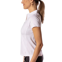 Golftini Frauen kurzärmeliges Zip -Golf -Hemd - Weiß