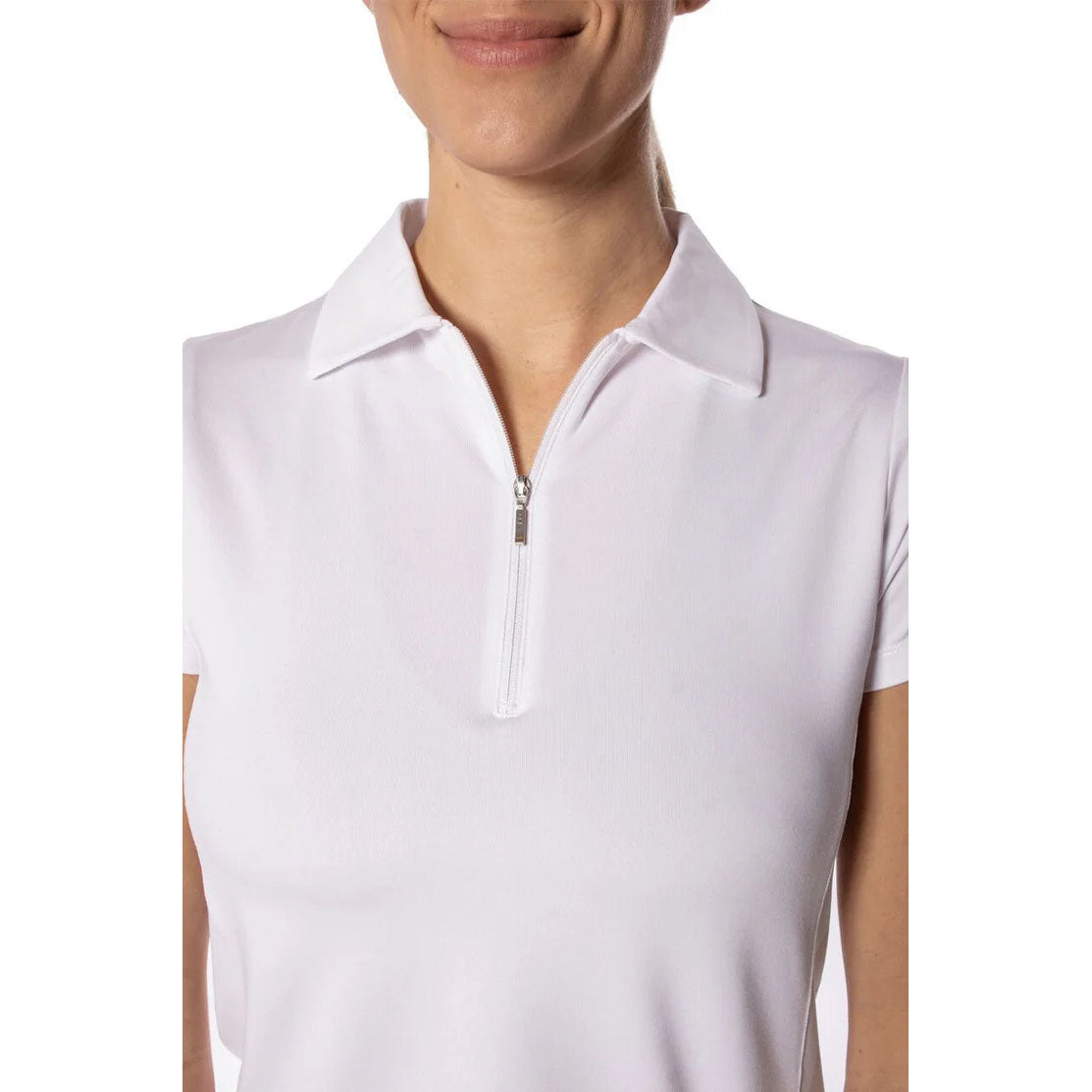 Golftini Frauen kurzärmeliges Zip -Golf -Hemd - Weiß