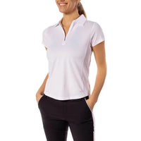 Golftini Frauen kurzärmeliges Zip -Golf -Hemd - Weiß