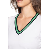 Golftini Damen Fashion V -Neck -Pullover - Weiß/Kelly Green
