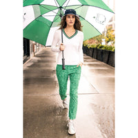 Golftini Damen Fashion V -Neck -Pullover - Weiß/Kelly Green