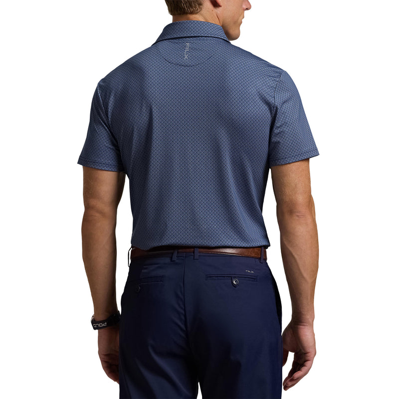 Rlx Ralph Lauren bedrucktes leichter Luftstrom -Golfpolo -Hemd - raffinierte Marine PK Micro Diamond