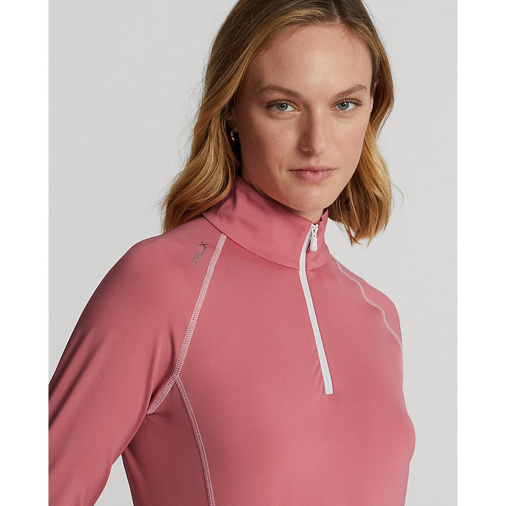 Rlx Ralph Lauren Frauen UV -Jersey 1/4 Reißverschlusspullover - Wüstenrose/reines Weiß