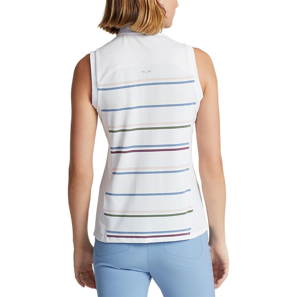 Rlx Ralph Lauren Frauen ärmelloses Zip -Golf -Hemd - rein weißer Multi