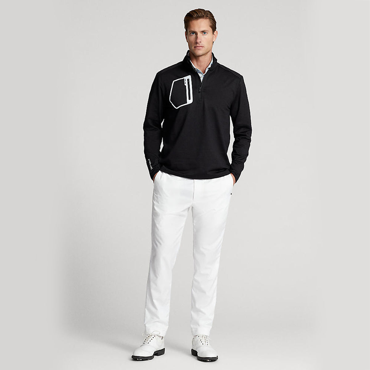 RLX Ralph Lauren Fahrer Luxus -Trikotpullover - Polo Schwarz/ Silber